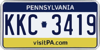 PA license plate KKC3419