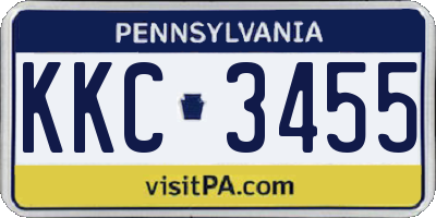 PA license plate KKC3455