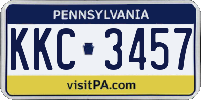 PA license plate KKC3457