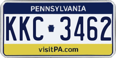 PA license plate KKC3462