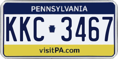 PA license plate KKC3467