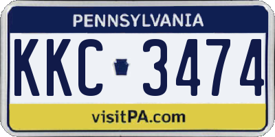 PA license plate KKC3474