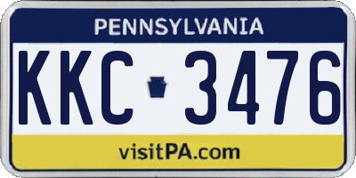 PA license plate KKC3476