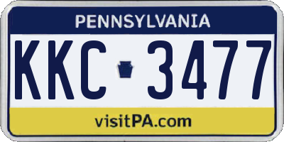PA license plate KKC3477