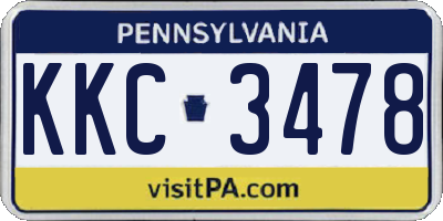 PA license plate KKC3478