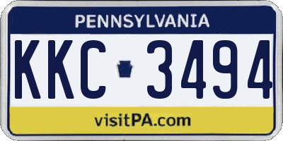 PA license plate KKC3494