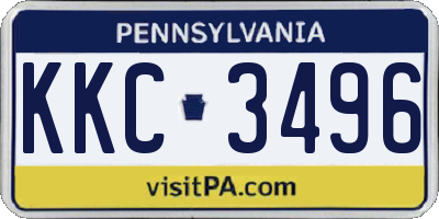PA license plate KKC3496