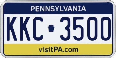 PA license plate KKC3500