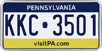 PA license plate KKC3501