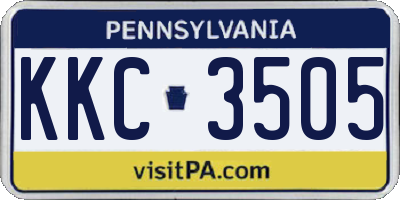 PA license plate KKC3505