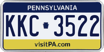 PA license plate KKC3522