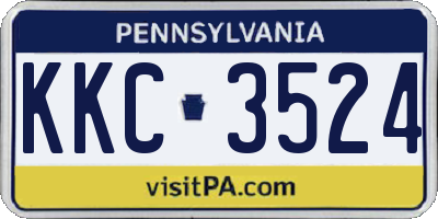 PA license plate KKC3524