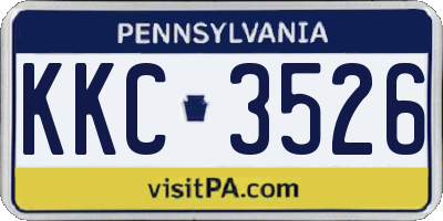 PA license plate KKC3526