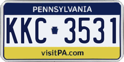 PA license plate KKC3531
