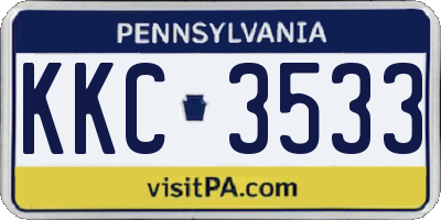 PA license plate KKC3533