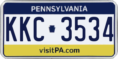 PA license plate KKC3534