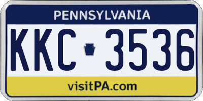 PA license plate KKC3536