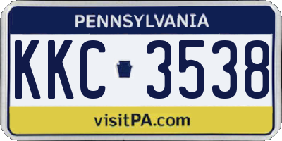 PA license plate KKC3538