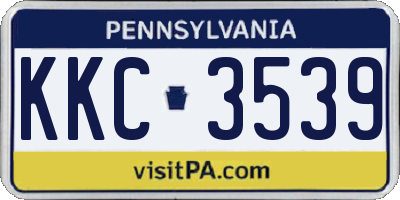 PA license plate KKC3539