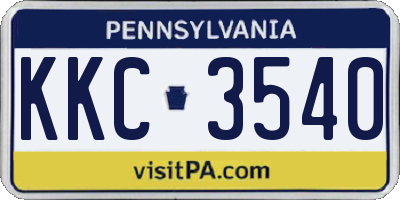 PA license plate KKC3540