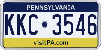 PA license plate KKC3546
