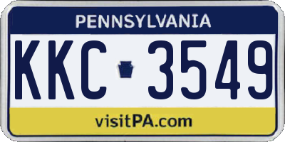 PA license plate KKC3549