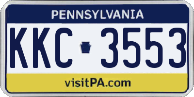 PA license plate KKC3553
