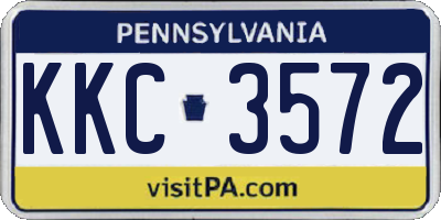 PA license plate KKC3572