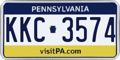 PA license plate KKC3574