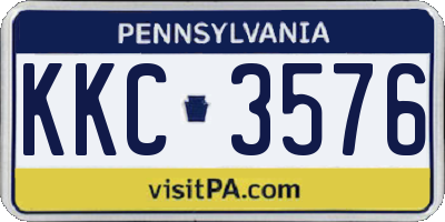 PA license plate KKC3576