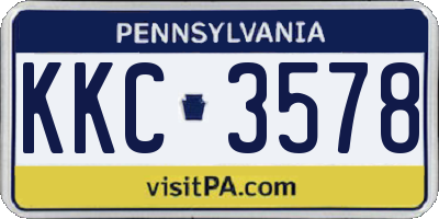 PA license plate KKC3578