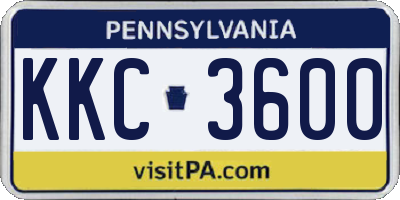 PA license plate KKC3600