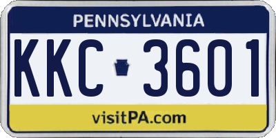 PA license plate KKC3601