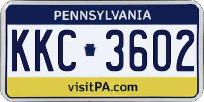 PA license plate KKC3602