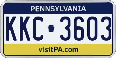 PA license plate KKC3603