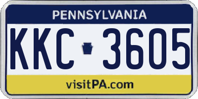 PA license plate KKC3605