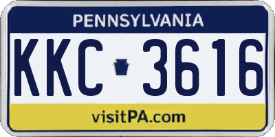PA license plate KKC3616