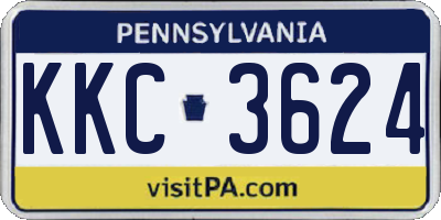 PA license plate KKC3624