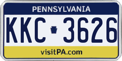 PA license plate KKC3626