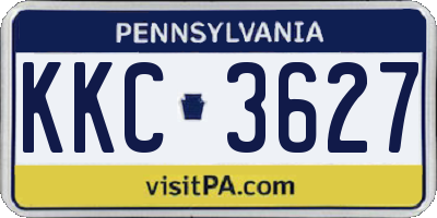 PA license plate KKC3627