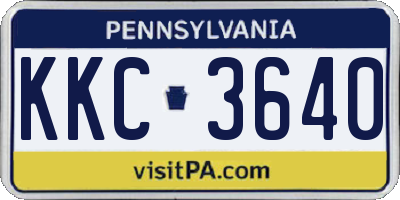 PA license plate KKC3640