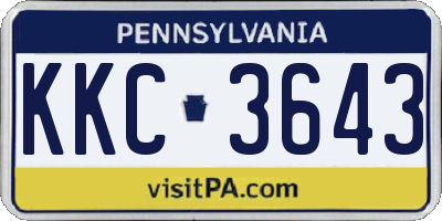 PA license plate KKC3643