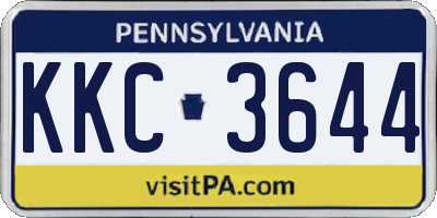 PA license plate KKC3644