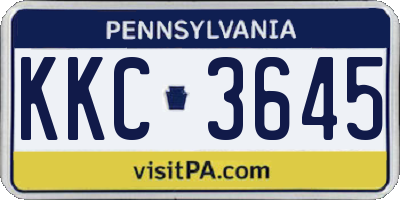 PA license plate KKC3645