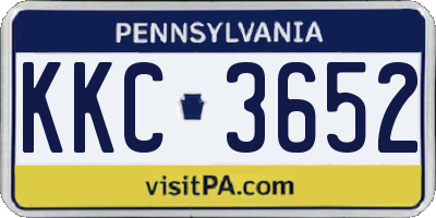 PA license plate KKC3652