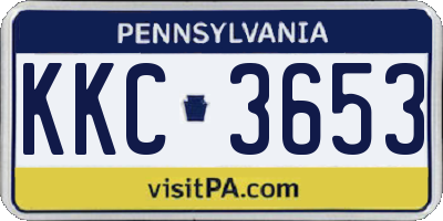PA license plate KKC3653