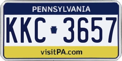 PA license plate KKC3657