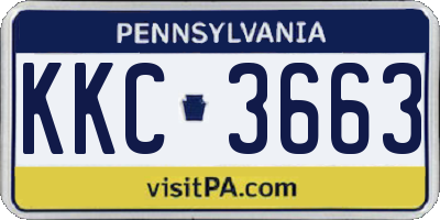 PA license plate KKC3663