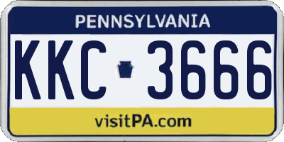 PA license plate KKC3666