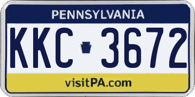 PA license plate KKC3672
